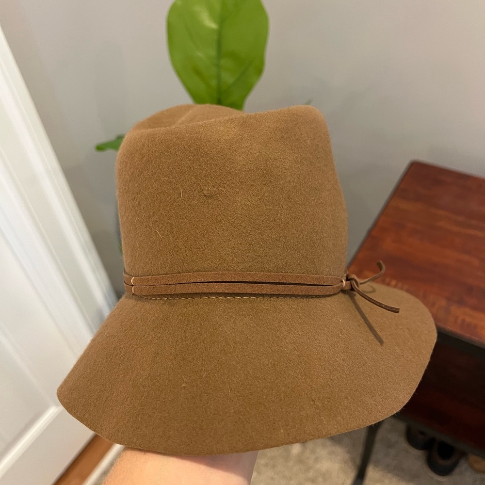 Brown Felt Wide-Brim Fedora Hat